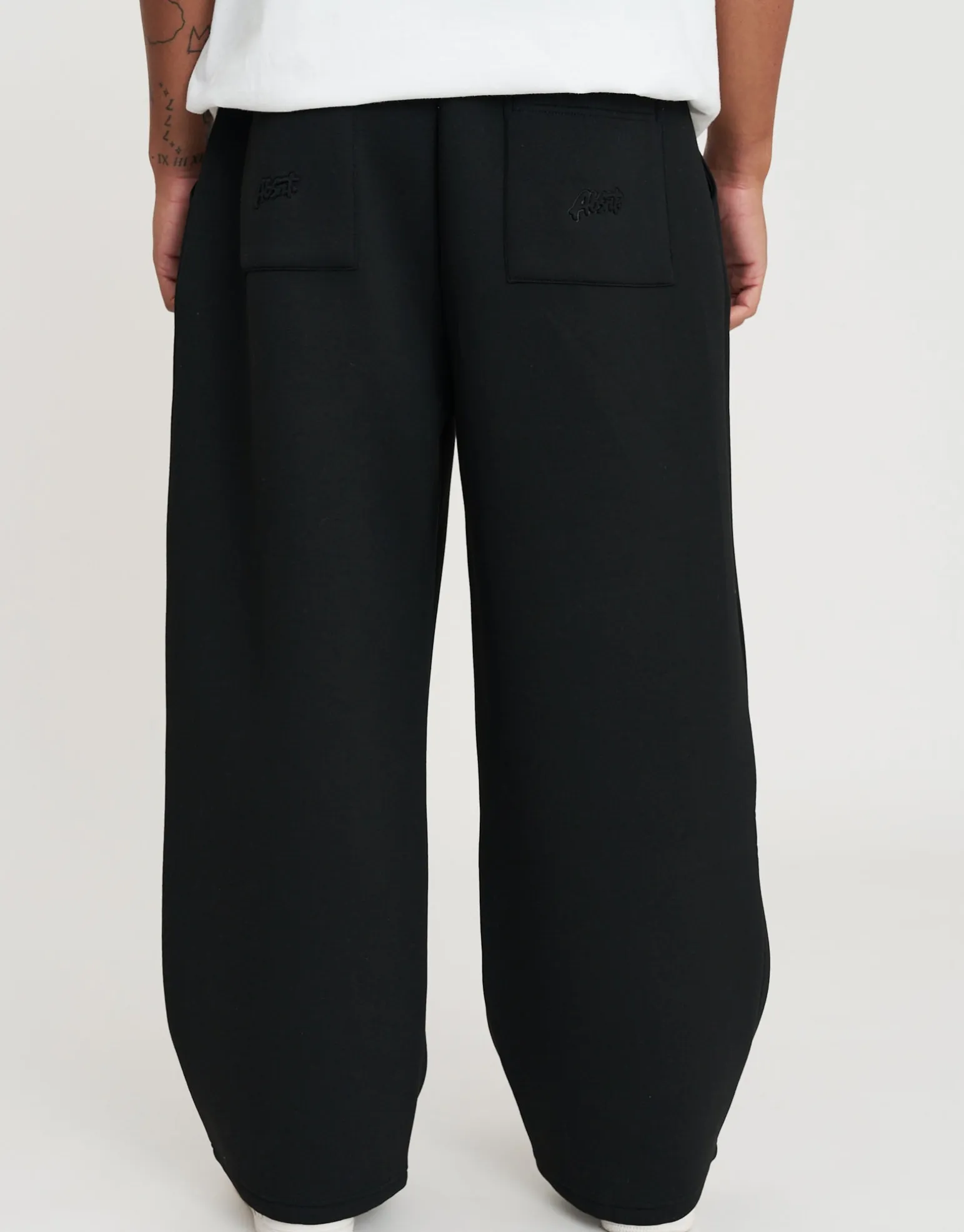 Barrel Fit Scuba Deboss Track Pants in Black