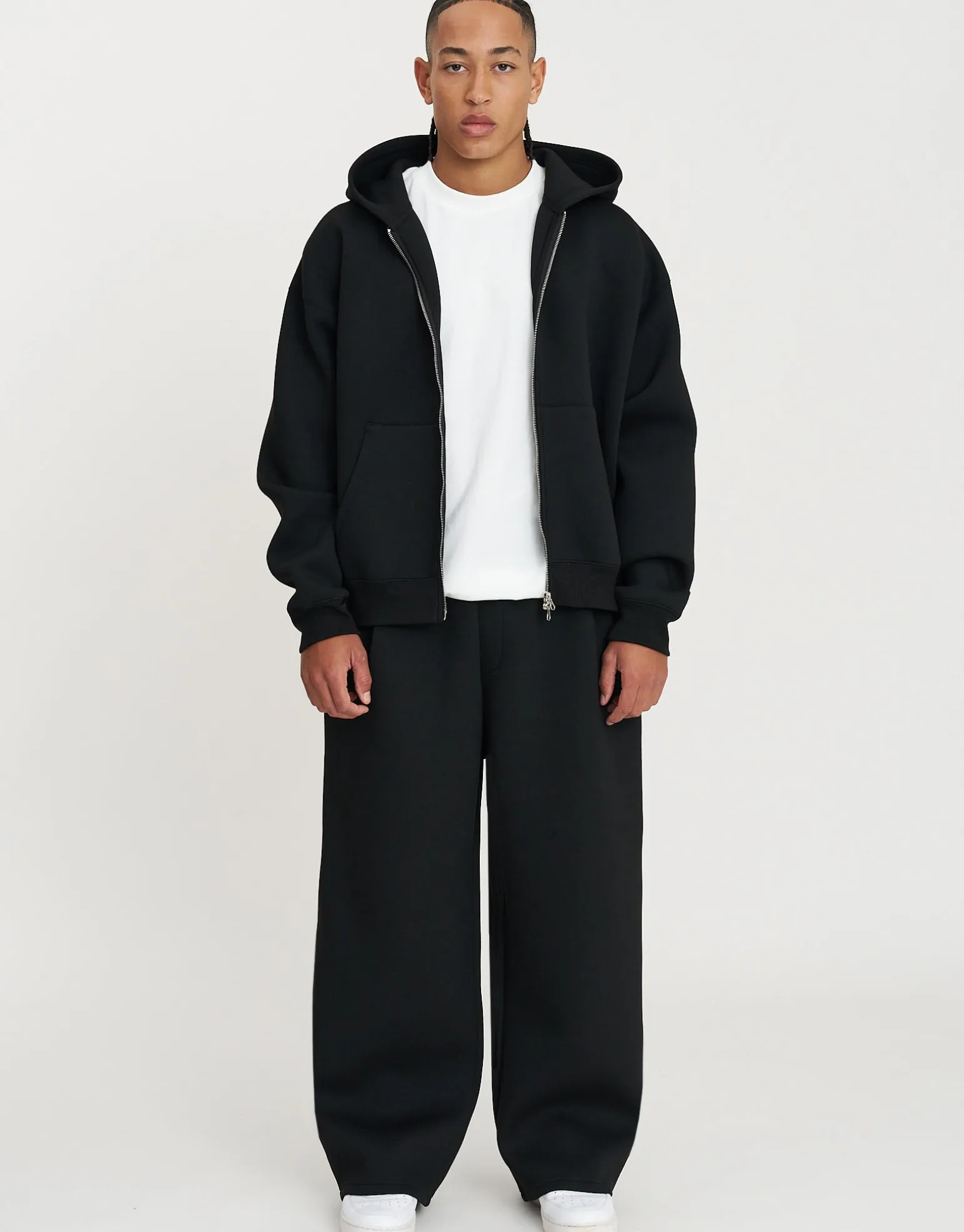 Barrel Fit Scuba Deboss Track Pants in Black
