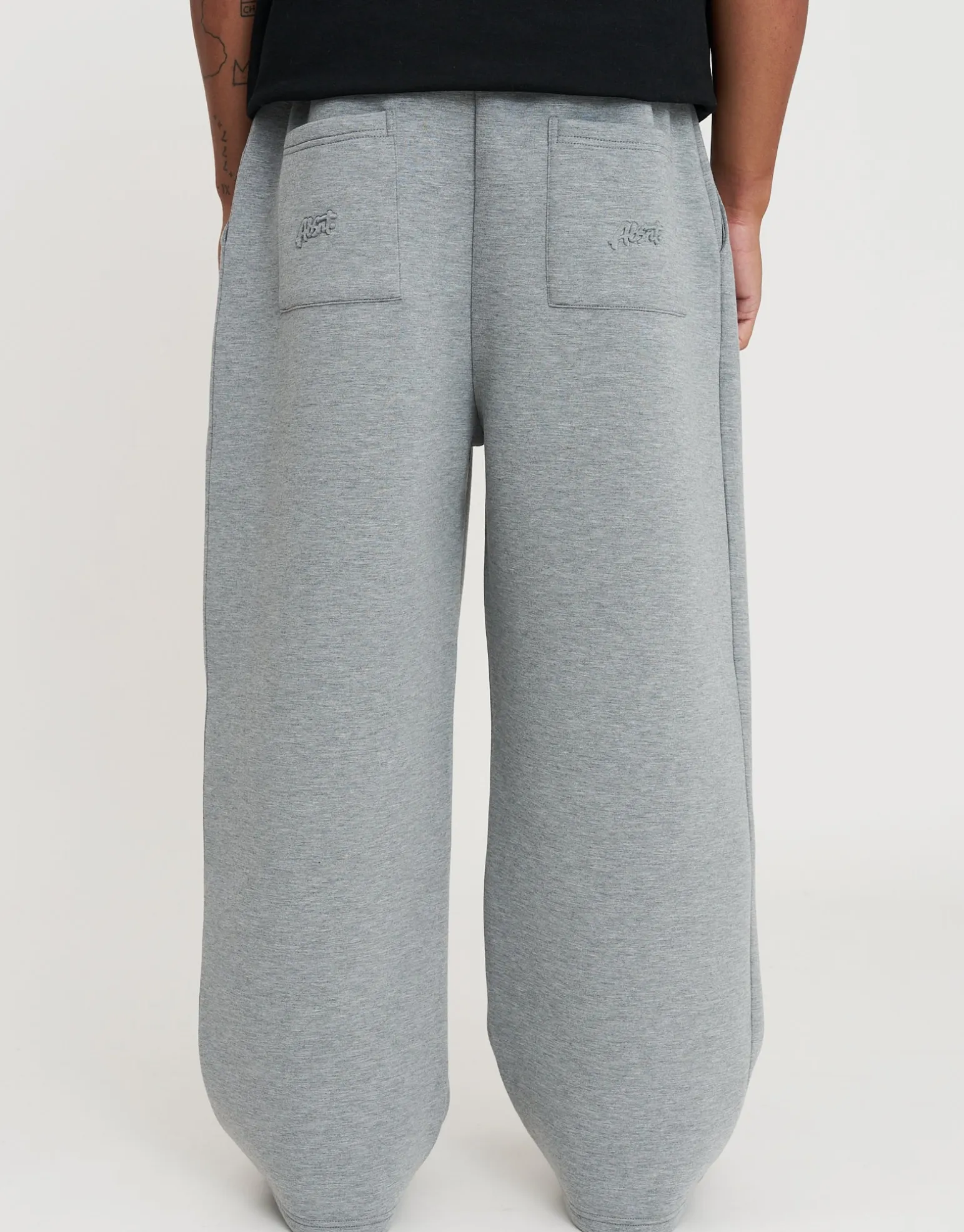 Barrel Fit Scuba Deboss Track Pants in Black