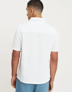 Bedford Linen Relaxed Fit Short Sleeve Shirt in Dusty Blue