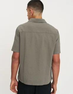 Bedford Linen Relaxed Fit Short Sleeve Shirt in Khaki