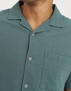 Bedford Linen Relaxed Fit Short Sleeve Shirt in Khaki