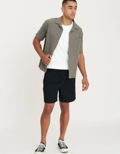 Bedford Linen Relaxed Fit Short Sleeve Shirt in Khaki
