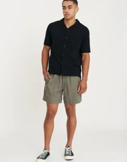 Bedford Linen Relaxed Fit Short Sleeve Shirt in White