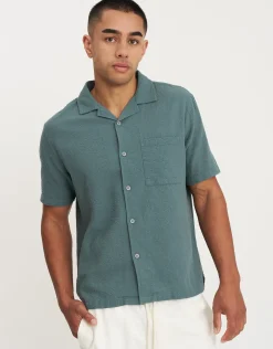 Bedford Linen Relaxed Fit Short Sleeve Shirt in White