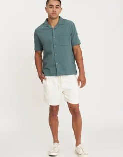 Bedford Linen Relaxed Fit Short Sleeve Shirt in White