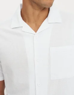 Bedford Linen Relaxed Fit Short Sleeve Shirt in White
