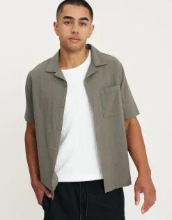 Bedford Linen Relaxed Fit Short Sleeve Shirt in White