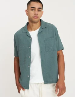 Bedford Linen Relaxed Fit Short Sleeve Shirt in White