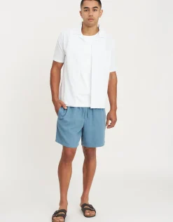 Bedford Linen Relaxed Fit Short Sleeve Shirt in Black