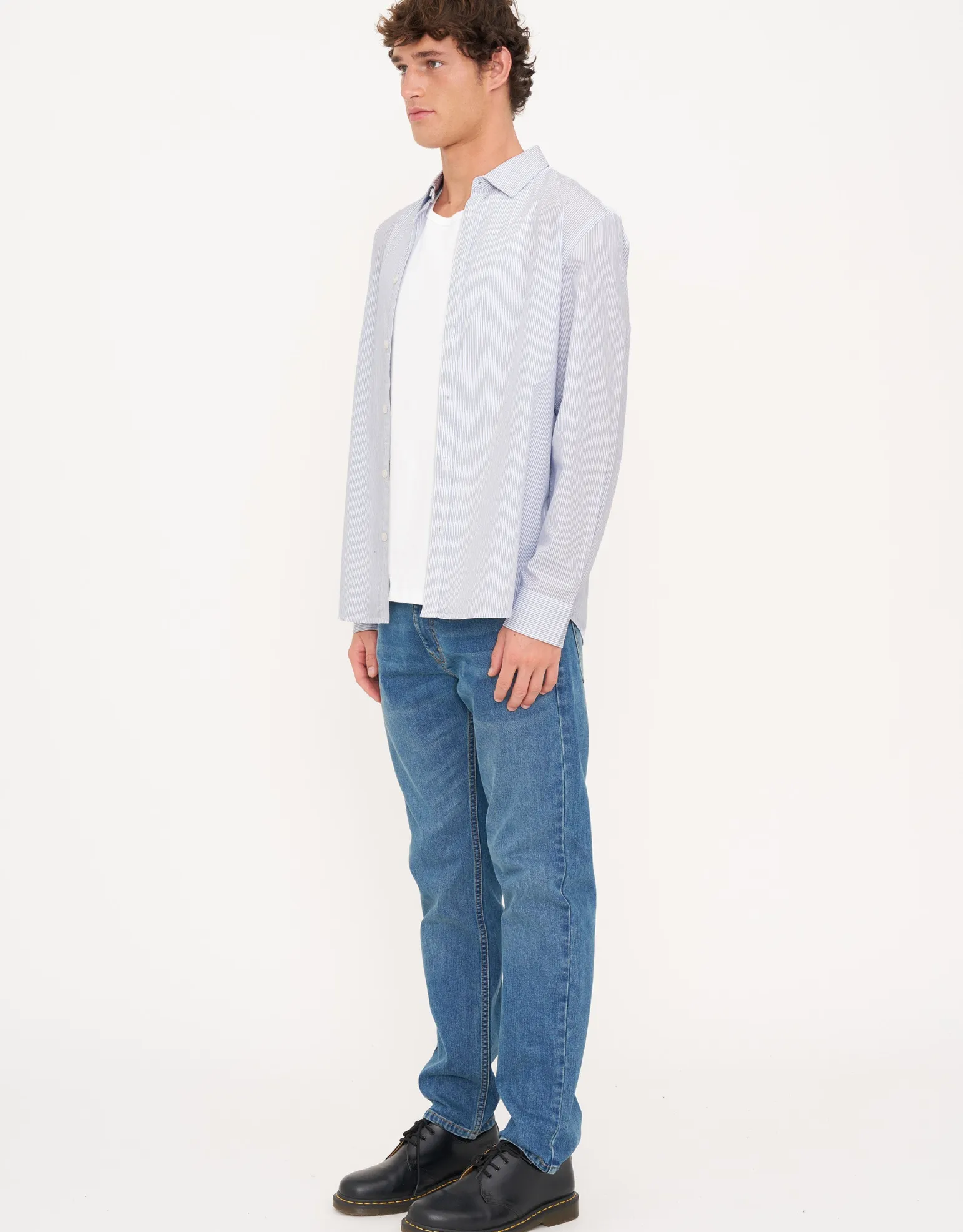 Belmont Stripe Long Sleeve Shirt in White
