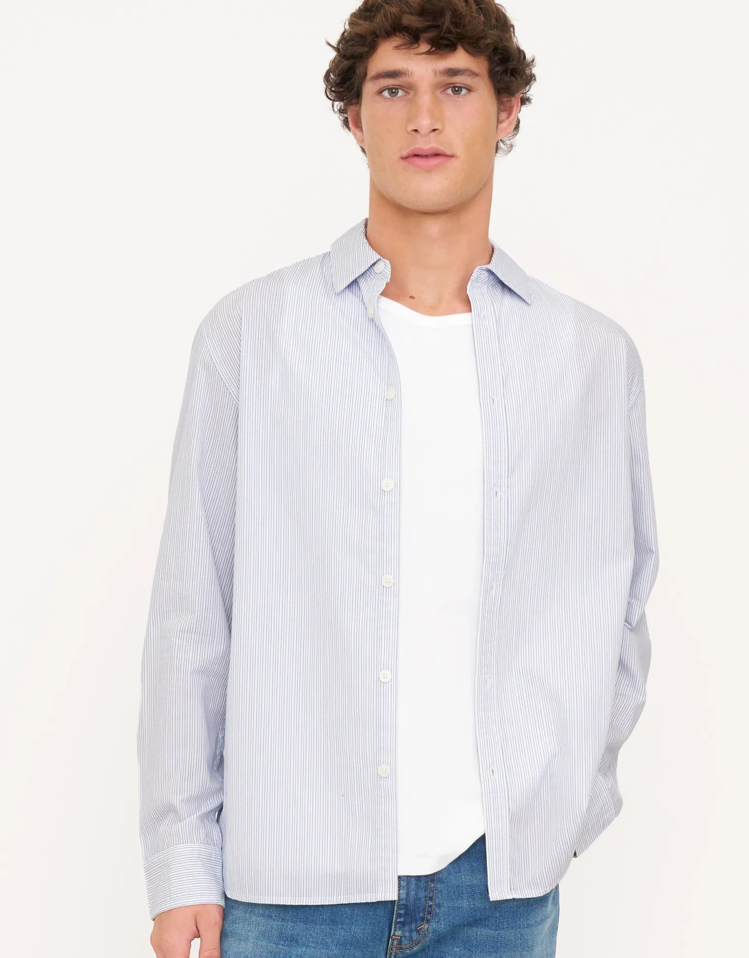 Belmont Stripe Long Sleeve Shirt in White