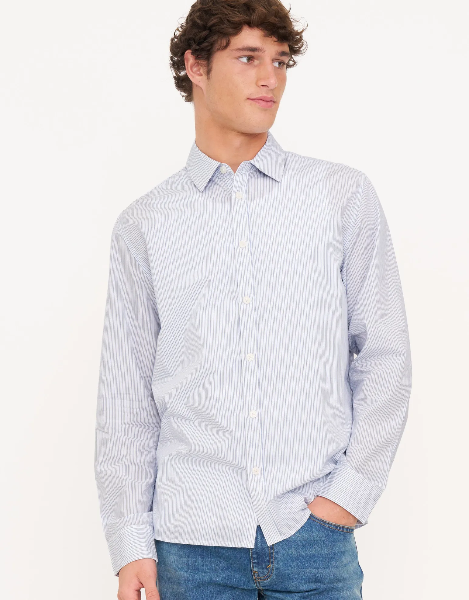 Belmont Stripe Long Sleeve Shirt in White