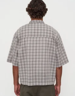 Berkley Cropped Check Short Sleeve Shirt in Grey
