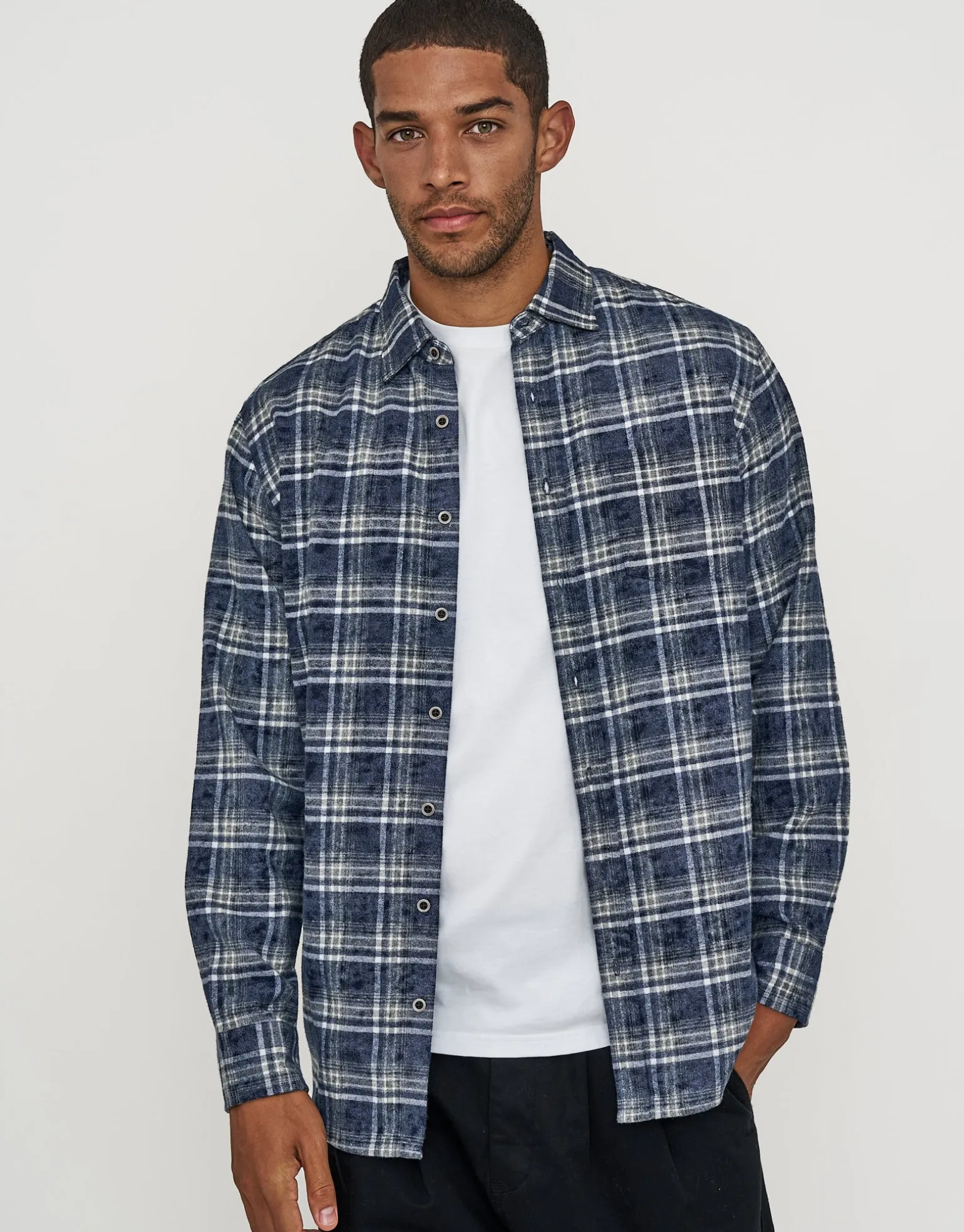 Blast Check Long Sleeve Shirt in Blue