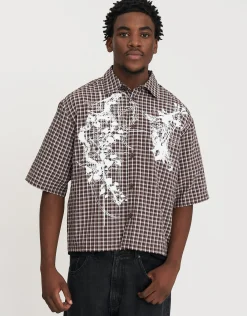 Brambles Printed Short Sleeve Shirt in Brown