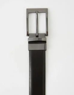 Brick Reversible Leather Belt in Black/brwn