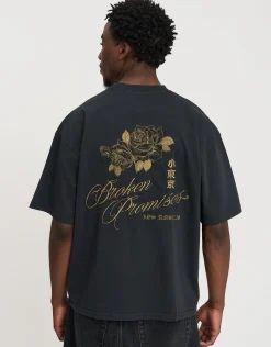Broken Promises Box Fit T Shirt in Black