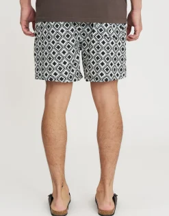 Calais Geo Swim Shorts in Off White