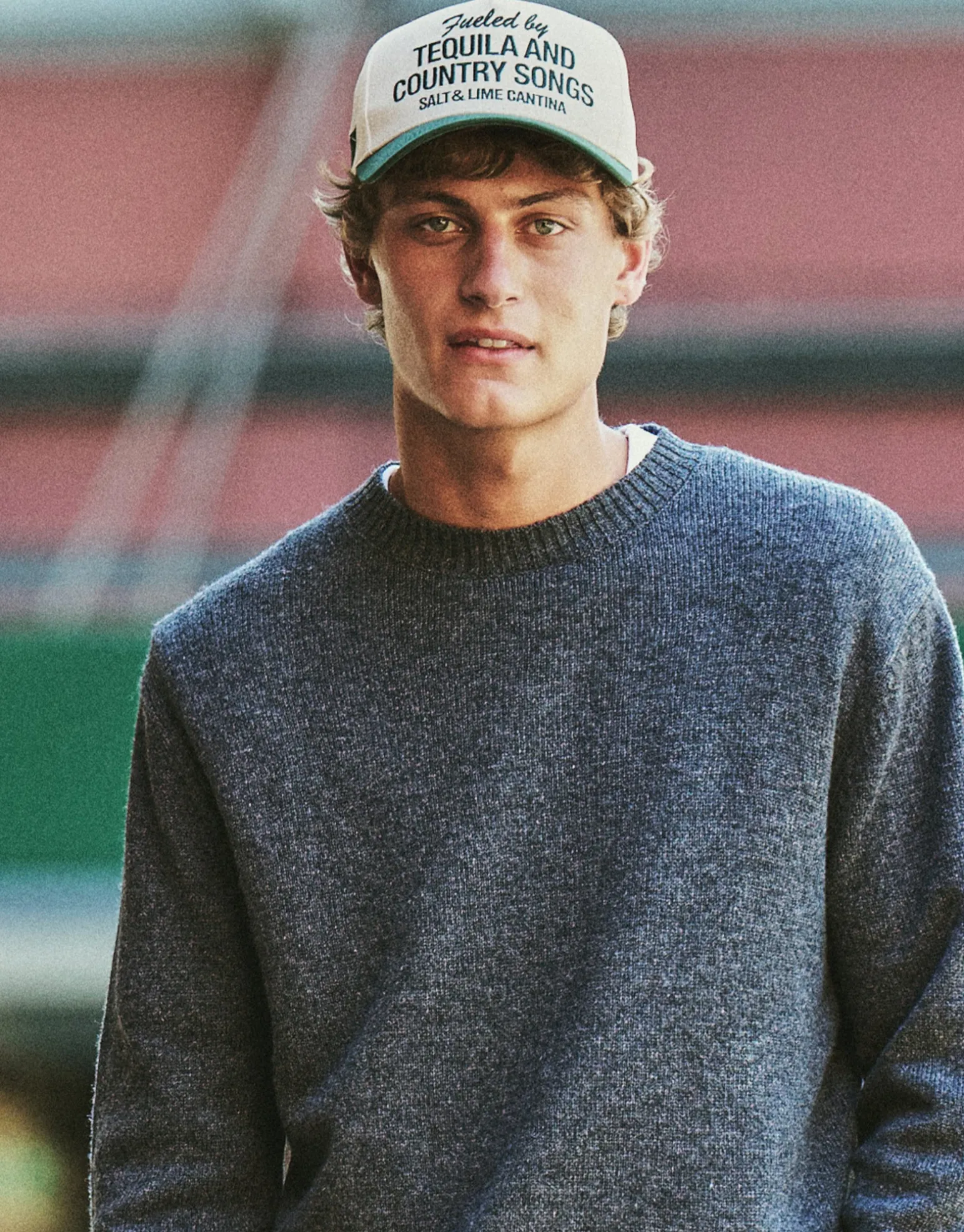Cantina Lime Embroidered Cap in Off White