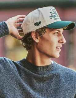 Cantina Lime Embroidered Cap in Off White