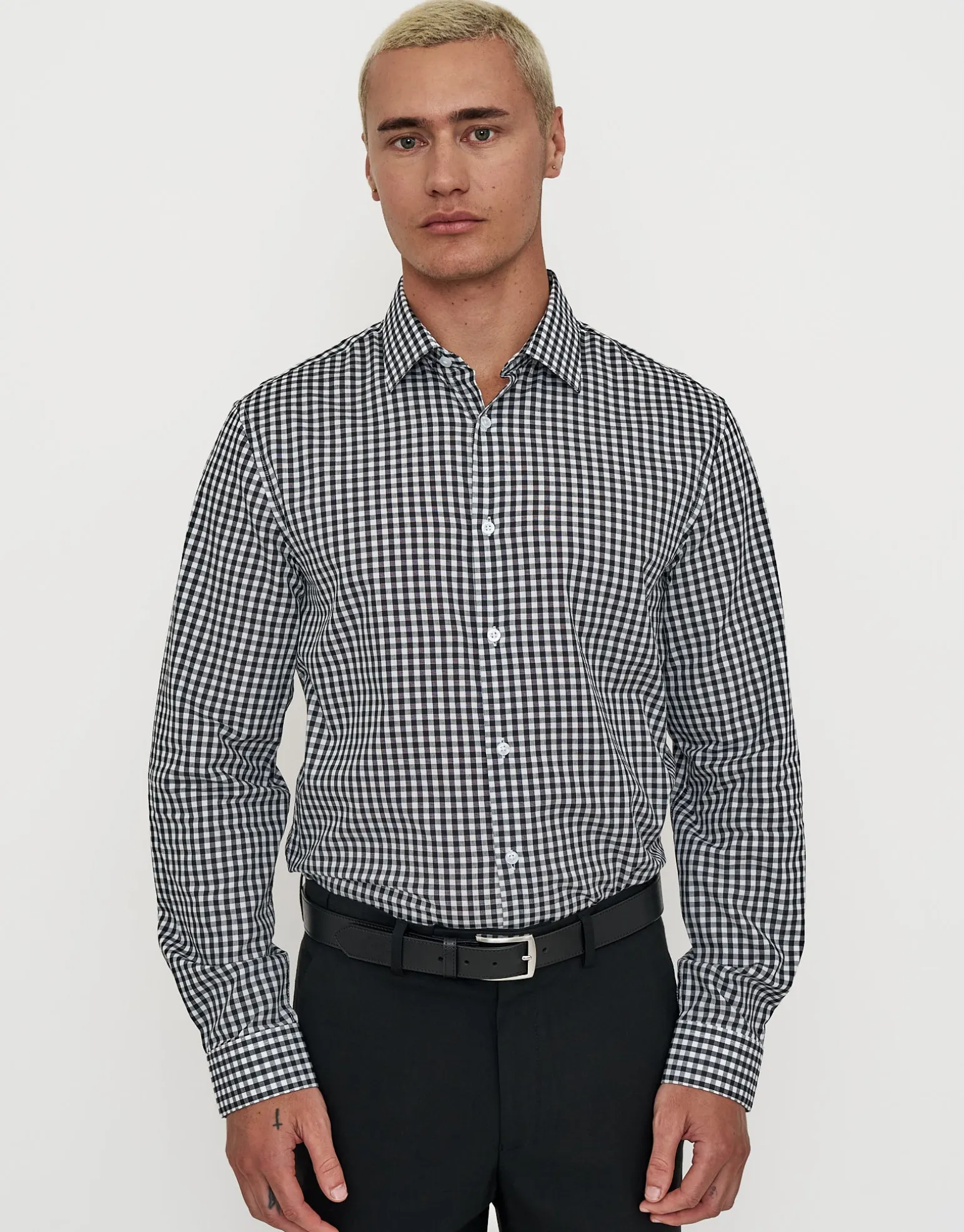 Check Dress Shirt in Black
