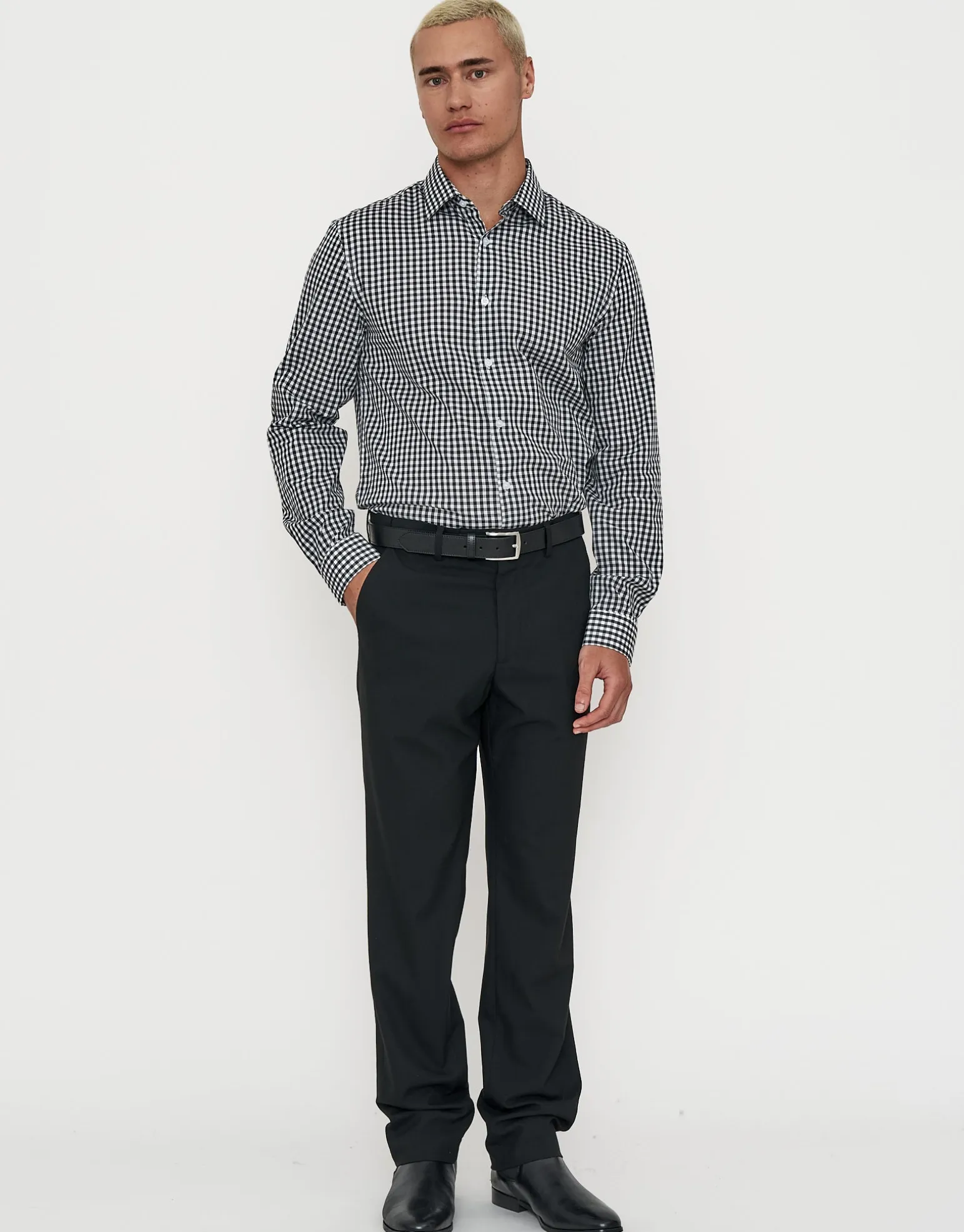 Check Dress Shirt in Black