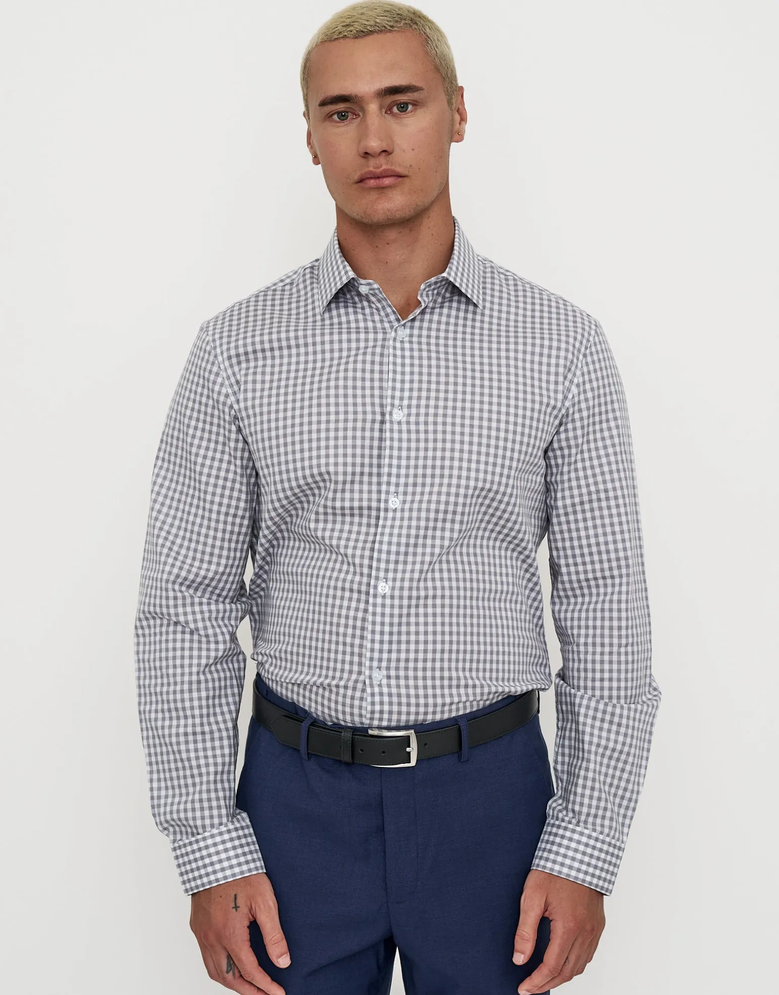 Check Dress Shirt in Black