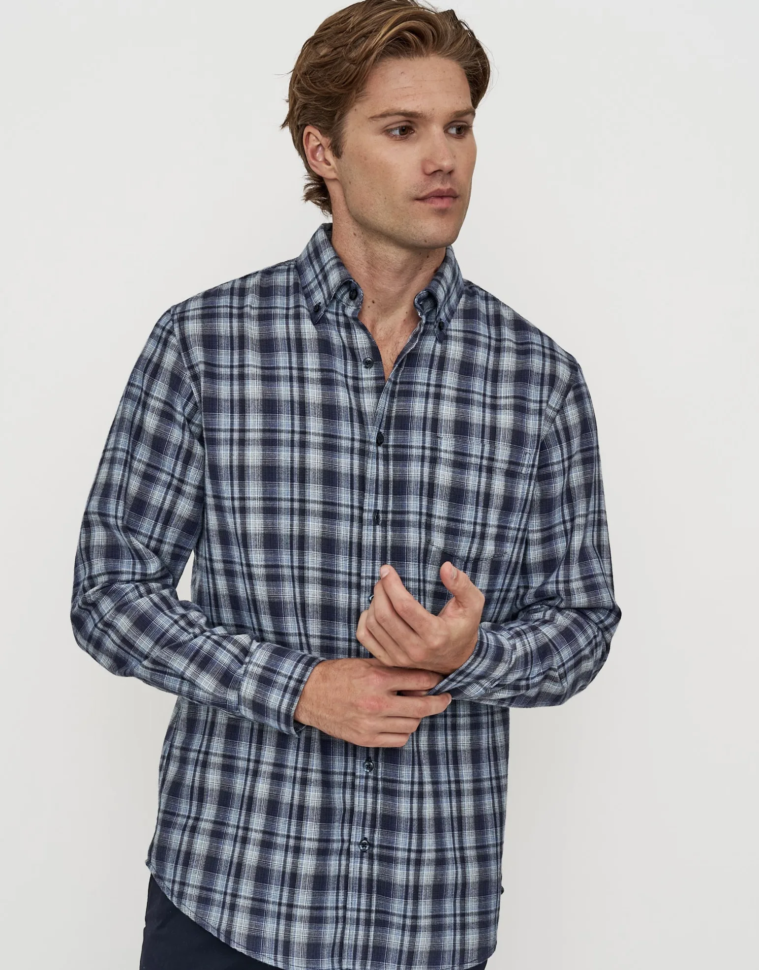 Check Out Long Sleeve Shirt in Blue