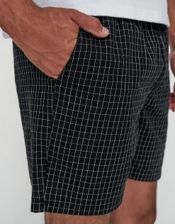 Check Pattern Elastic Waist Shorts in Black