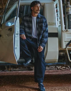 Check Zip Up Long Sleeve Overshirt in Grey Check