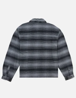 Check Zip Up Long Sleeve Overshirt in Grey Check