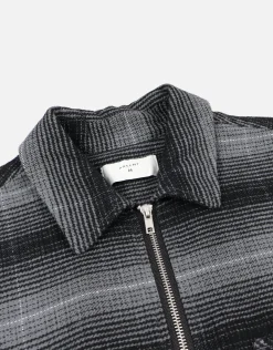 Check Zip Up Long Sleeve Overshirt in Grey Check