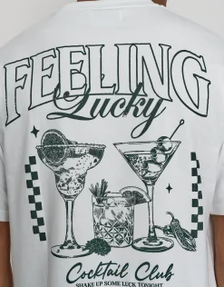 Cocktail Club Relaxed Fit T Shirt in Blanc