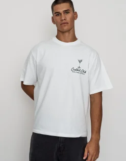 Cocktail Club Relaxed Fit T Shirt in Blanc
