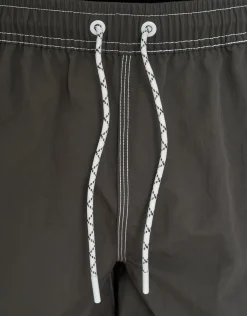 Contrast Stitch Swim Shorts in Black
