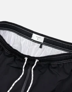 Contrast Stitch Swim Shorts in Black