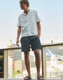 Contrast Stitch Swim Shorts in Azure Blue