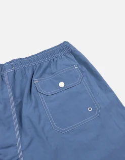 Contrast Stitch Swim Shorts in Azure Blue