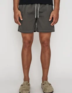 Contrast Stitch Swim Shorts in Azure Blue