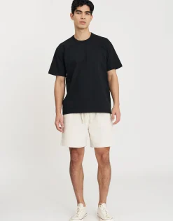 Cord Elastic Waist Walk Shorts in Lt Grey