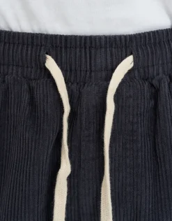 Cord Elastic Waist Walk Shorts in Washed Black