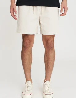 Cord Elastic Waist Walk Shorts in Washed Black