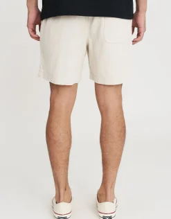 Cord Elastic Waist Walk Shorts in Beige