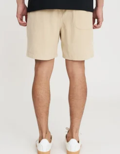 Cord Elastic Waist Walk Shorts in Steel Blue