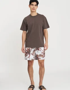 Corsica Palms Swim Shorts in Chocolate