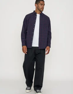 Crimson Check Long Sleeve Shirt in Navy