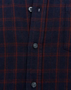 Crimson Check Long Sleeve Shirt in Navy