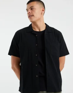 Crinkled Texture Short Sleeve Shirt in Moon