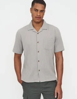 Crinkled Texture Short Sleeve Shirt in Moon